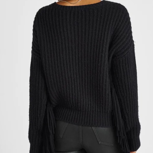 SPLENDID Britain Rib Fringe sweater | Medium | NWT| black - Picture 3 of 9